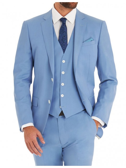 Blue blazer and waist coat with white shirt and pants - Set Of Four
