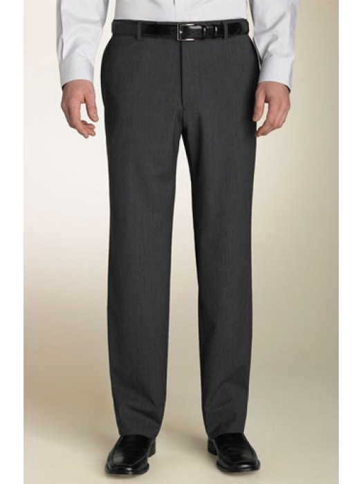 Flat-front business casual charcoal grey pant