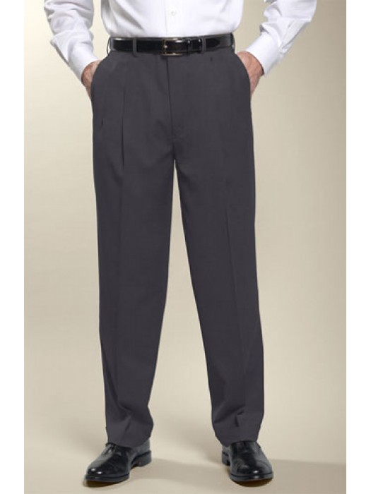 Trouser MAN Long Solid Dark Grey Pleats Classic Pocket America G....