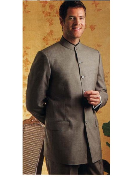 Black linen chinese collar Shirt with chest pocket