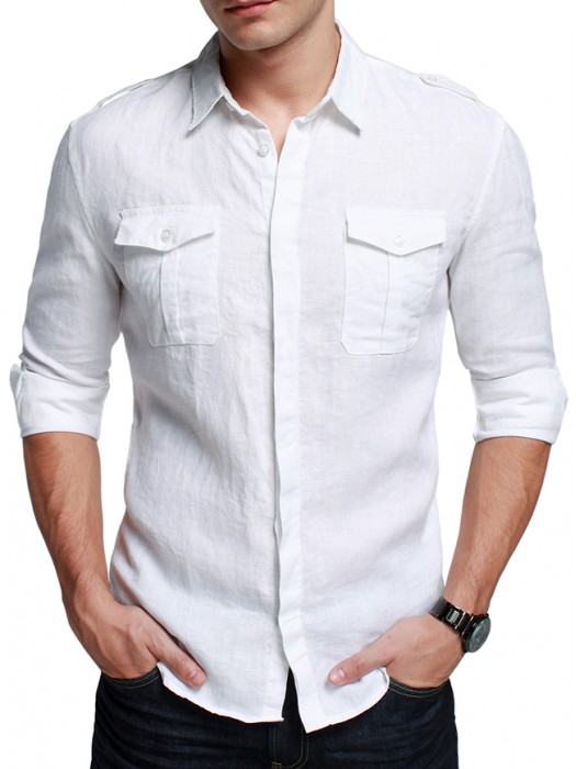 Stylish Casual Men Linen Shirt-Limerick, Linen White