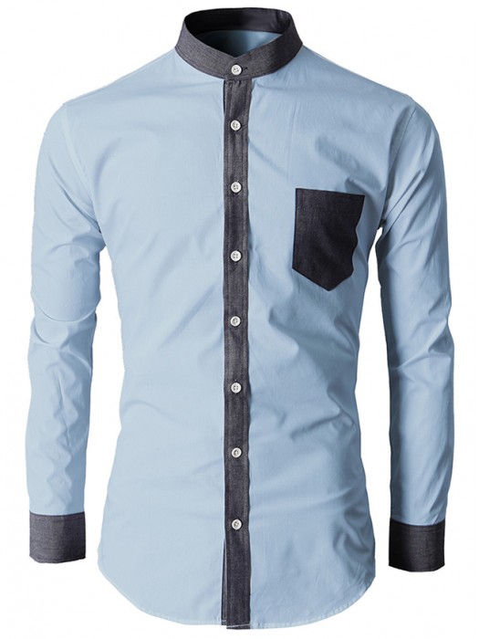 Chinese collar dressy casual shirt ...