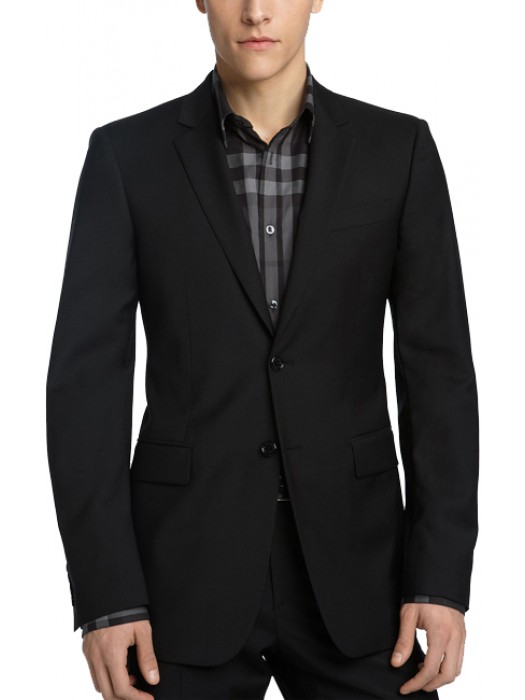 Two button black suit  Mens outfits, Men suits black, New mens